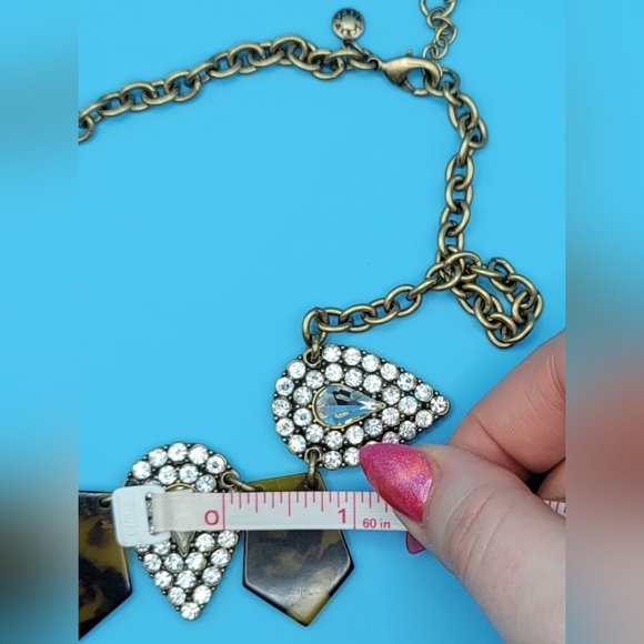 J. Crew Tortoise Shell & Crystal Teardrop Necklace - Picture 9 of 9